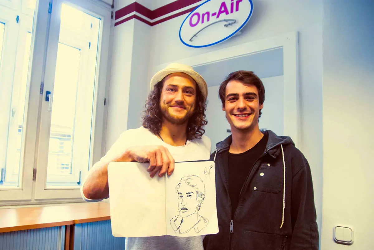 Zeichensession bei Radio Arabella